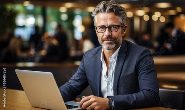 Obraz Confident Executive: Smiling Mid-Aged Businessman in Office