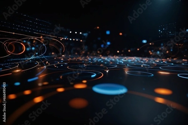 Fototapeta An Enchanting Tapestry of Illuminated Pathways Unveiling the Intricate Interplay of Information and Connectivity in a Futuristic Urban Landscape.
