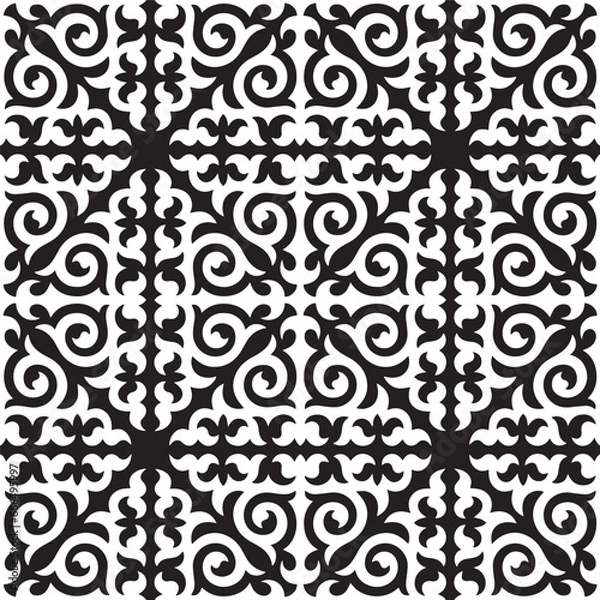 Fototapeta Kazakh ornaments. Seamless traditional carpet patterns of Kazakhs. Background, texture, design life of nomads. Ancient Turkic ornaments. Customs and traditions of Kazakhstan. Decorative art of nomads