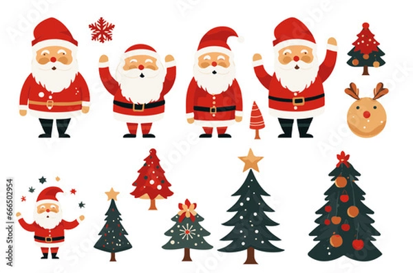 Obraz Différents pères Noël er sapins de Noël