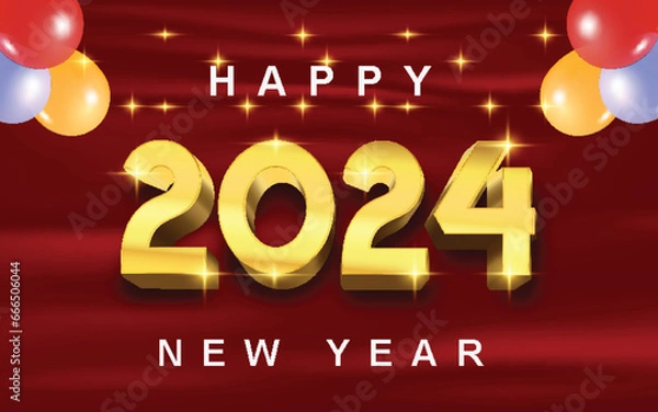 Fototapeta 2024 3D text Effect Fully Editable Vector or EPS