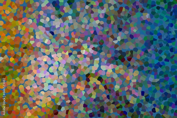 Fototapeta Scattered colourful atomic spots, gradually turning from yellow to blue