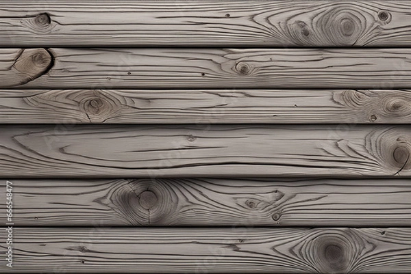 Fototapeta Weathered gray wood with nail holes and scratches - Generative AI