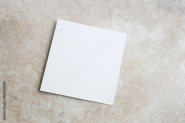 Fototapeta Blank square invitation or flyer card mockup with copy space