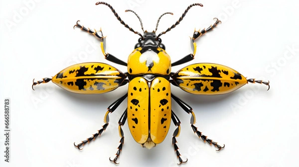 Fototapeta Rosalia longicorn or alpine longhorn beetle on white background Ai