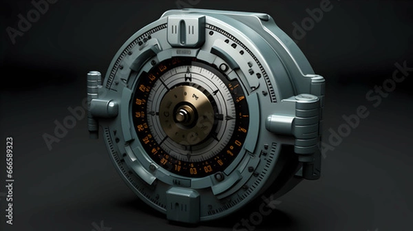 Fototapeta Safe combination lock wheel with space for text. 3d illustration,Generative Ai.