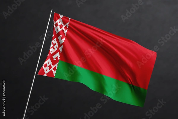 Fototapeta 3D Waving flag design. Belarus National flag on black background.