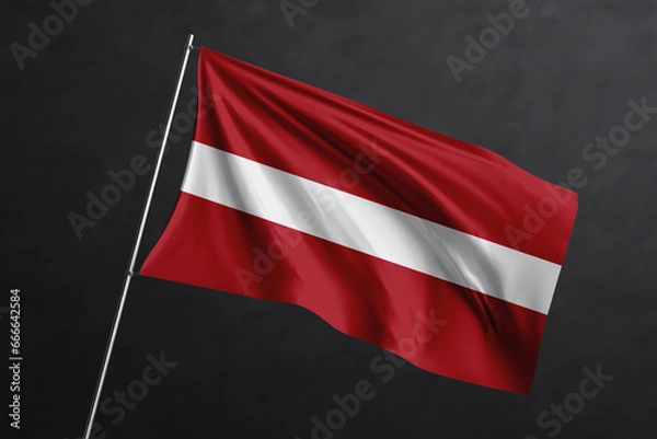 Fototapeta 3D Waving flag design. Latvia National flag on black background.