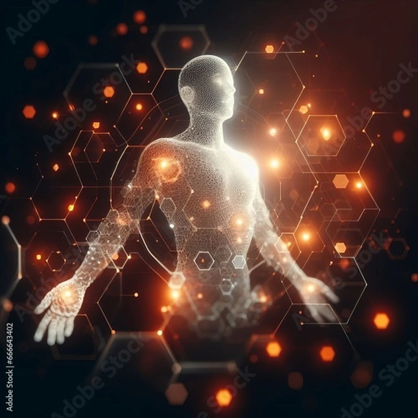 Fototapeta A background illustration of a digital lifeform being created