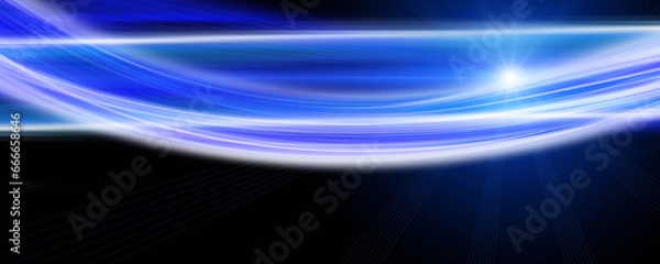 Fototapeta Futuristic wave panorama background design with lights
