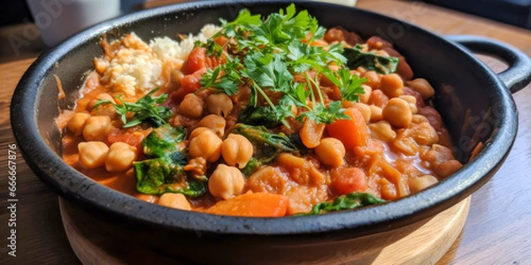 Fototapeta Traditional Spanish cuisine. Chickpea stew. Generative AI.
