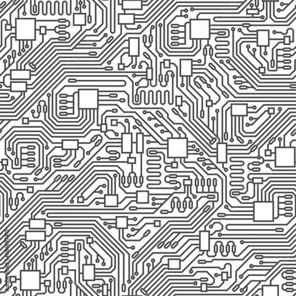 Obraz Circuit board seamless pattern. Vector illustration. Abstract technology background