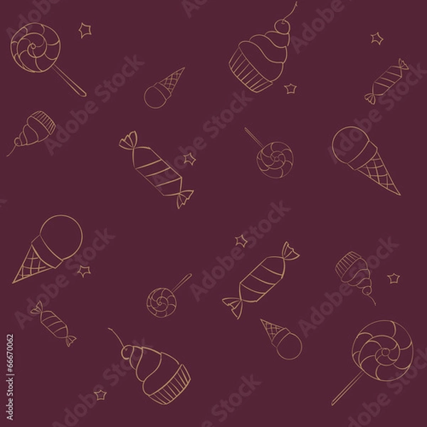Fototapeta Vector seamless pattern with handdrawn candies