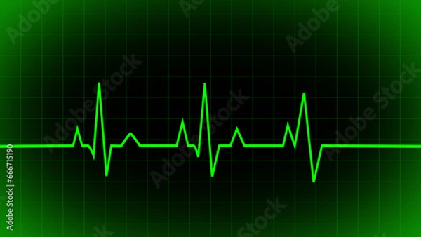 Fototapeta Green heartbeat line icon. Pulse line, Pulse trace. ECG and Cardiac symbol. Emergency ekg monitoring. green glowing neon heart pulse. Heart beat. Electrocardiogram. Health and Medical concept.