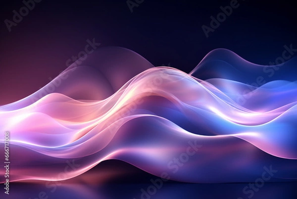 Fototapeta Creative abstract background with graceful blue and purple wavy shapes, evoking a sense of fluidity, mystique, and artistic intrigue. Ai generated