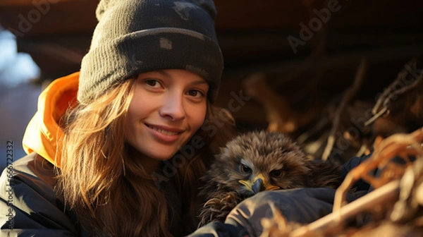 Fototapeta Animal rescue: Volunteers rescue and rehabilitate injured wildlife, preparing them for a return to their natural habitat