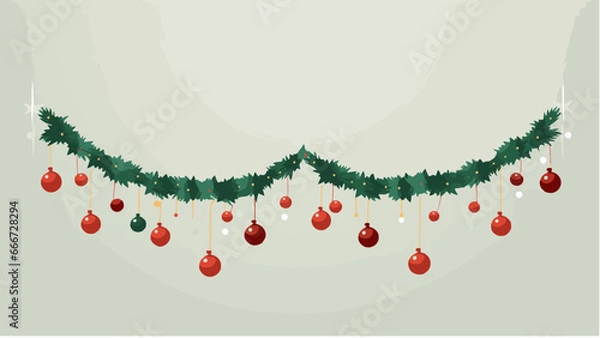 Obraz Guirlandes de Noël, boules de Noël rouge, par IA générative