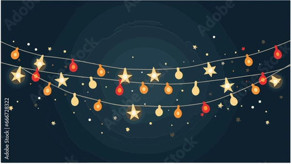 Obraz Świąteczne girlandy, piłki i gwiazdy, generatywny