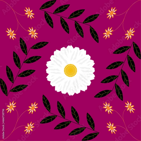 Fototapeta Floral Seamless pattern ornamental decorative repetitive vector pattern design daisy flower leaves plants fabric textile texture