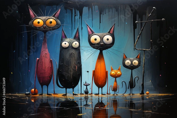 Fototapeta Funny Animals Painted Image Using High Gloss Lacquer - Generative Ai