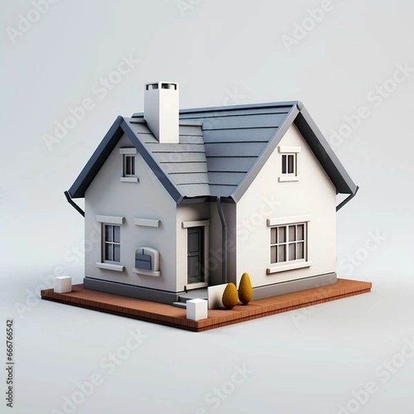 Fototapeta 3d model of a house with a chimney