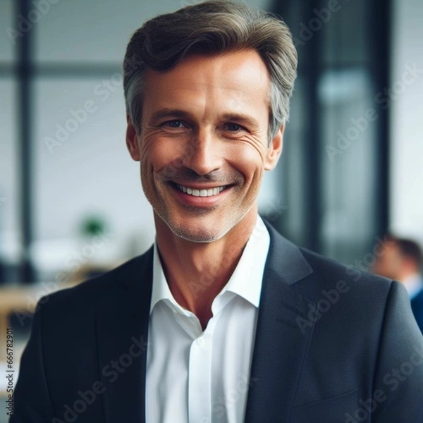 Fototapeta a businessman smiling. IA Generativa