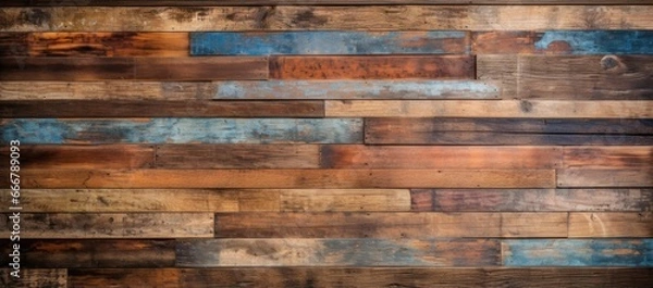 Fototapeta A textured setting with a distressed and timeworn look is created by incorporating reclaimed, recycled wood planks