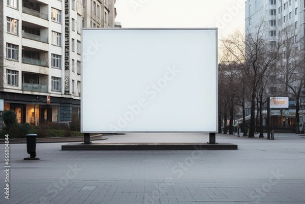 Fototapeta Urban street signage for announcing and marketing, marketing, billboard, blank white space for advertising and displaying posters and signage announcement
