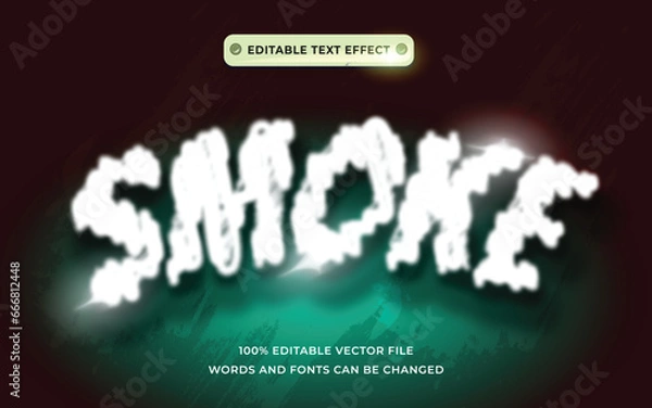 Fototapeta text effect smoke blur with black vintage background, light shadow font style