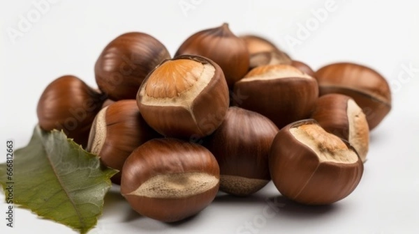 Obraz Hazelnuts. Creative food layout. Concept of food, healthy nutrition, nut, healthy fats. Hazelnut Flat lay. Walnut pattern. Organic healthy vegan snack