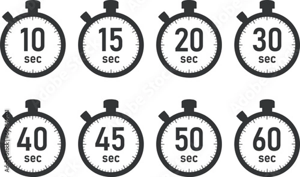 Obraz 秒カウントのタイマー・ストップウォッチのイラスト素材セット
