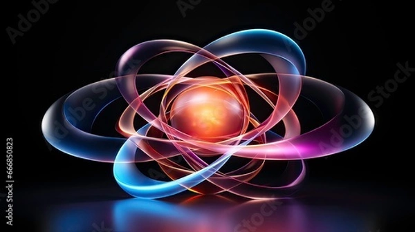 Fototapeta Mesmerizing atomic design with glowing orbits, showcasing the intricacies of molecular physics.