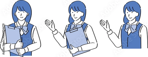 Obraz バインダーを持って案内する受付女性