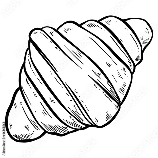 Obraz croissant restaurant object hand drawn