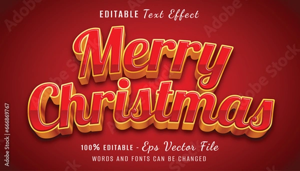Obraz merry christmas 3d text effect design