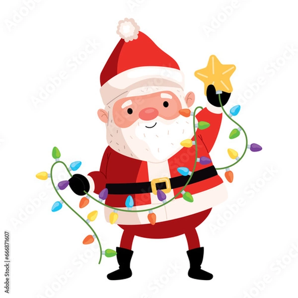 Obraz santa claus with christmas lights