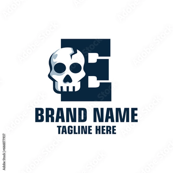 Fototapeta Letter E Skull Logo Design Template Inspiration, Vector Illustration.