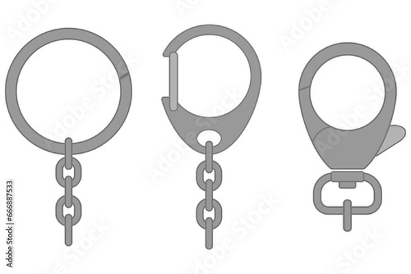 Obraz metal clasp vector illustration set for key ring,lock,bag