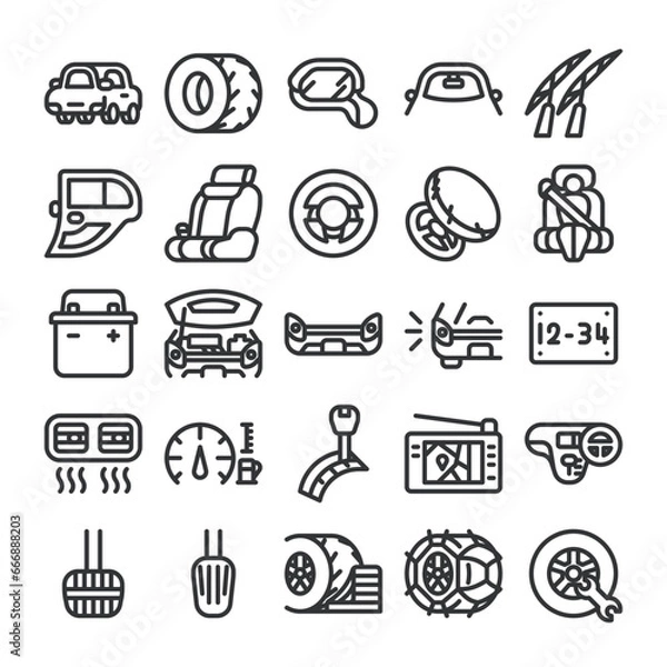 Obraz 自動車装備 点検 備品 アイコン セット