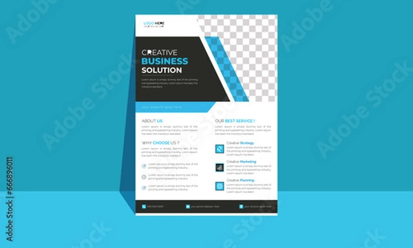 Fototapeta Simple corporate business flyer design with Blue color.