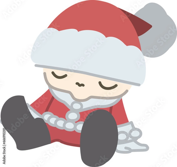 Fototapeta クリスマスのかわいい眠っている子供のサンタ