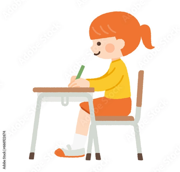 Obraz 学校の椅子に座る子供のイラスト素材