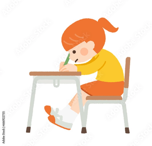 Obraz 悪い姿勢で座る子供のイラスト素材