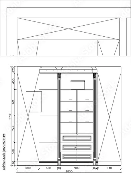 Obraz vector illustration of detailed sketch of room interior