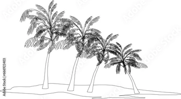 Obraz vector illustration sketch of palm tree architectural details to complete the scenic image