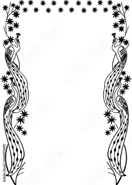 Obraz peacock, leaves floral seamless pattern. wallpaper gate