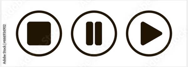 Fototapeta Stop pause play button icon Stencil pictogram Vector stock illustration EPS 10