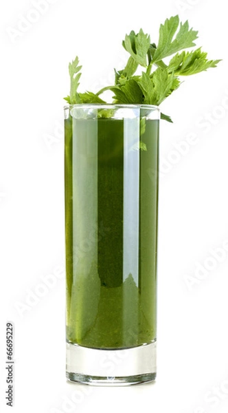 Obraz Healthy celery juice isolated on white background