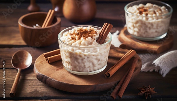 Obraz rice pudding with cinnamon