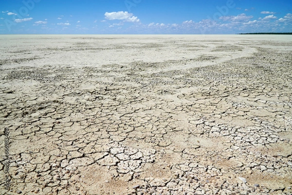 Obraz Drought climate change image of dried up salt pan